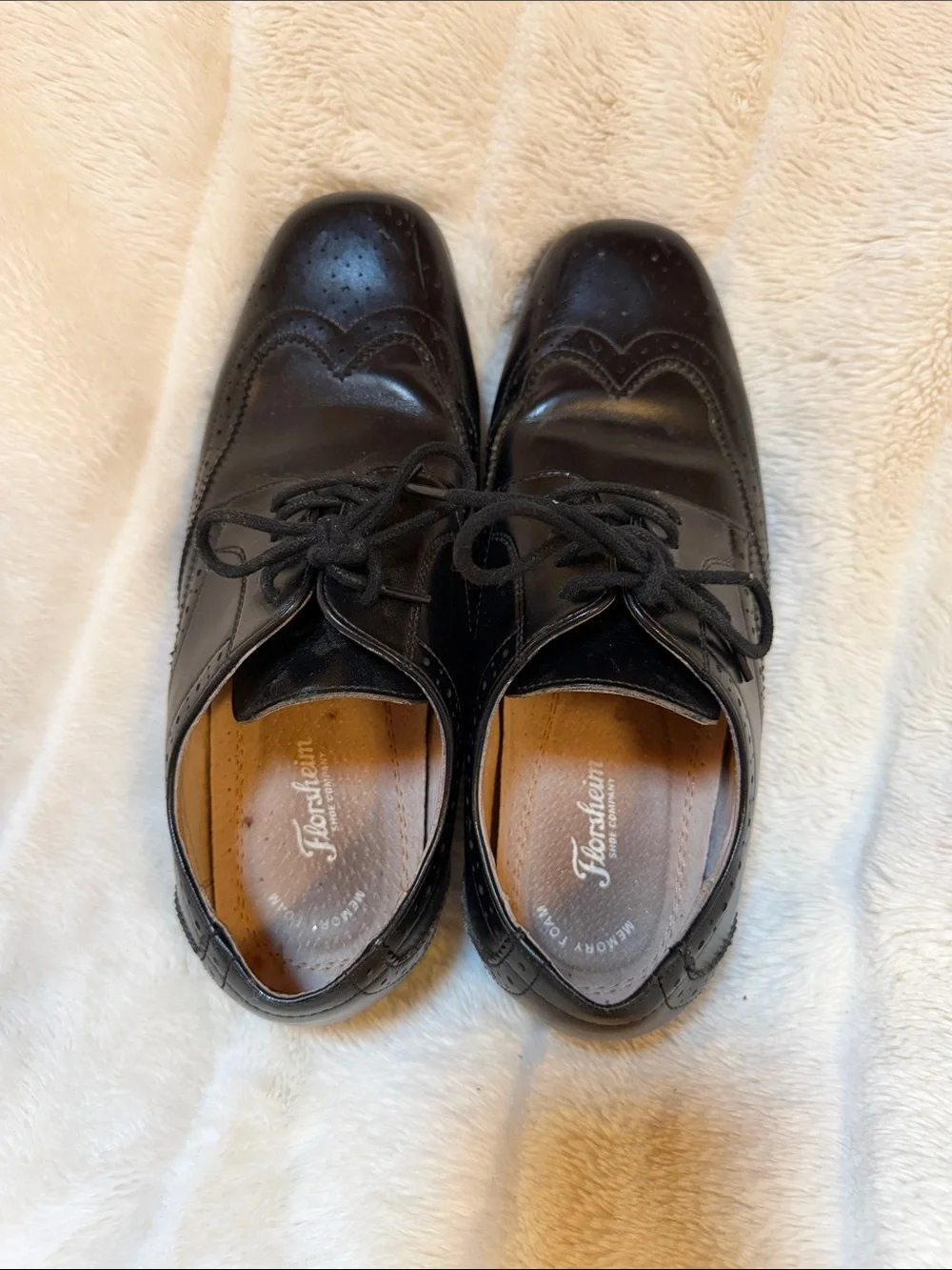 Florsheim Black Leather Brogue Lace-Up Oxfords